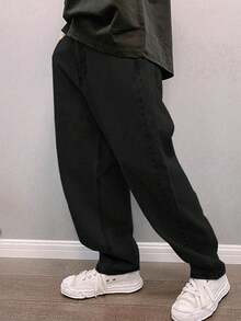 GALLERY FADE Jeans acampanados de unicolor para hombres de talla grande - Negro - Ver 4