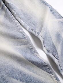 Manfinity Roughcore Quần jeans ống đứng dáng rộng in 3D sang trọng dành cho nam giới, phong cách thường ngày. - Rửa nhẹ - Xem 5