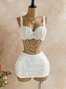 Soleia 女士度假休闲珍珠贝壳针织吊带背心，适合海滩、邮轮、城市度假、音乐节、波西米亚风、夏季等场合，四季皆宜，派对必备 - 白色 - 查看 7