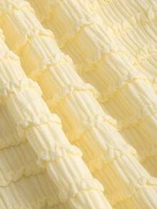 Sweetra 女士多层荷叶边露背连衣裙 - 黃色 - 查看 3