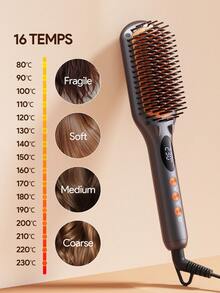 JMMO HAIR | Straightener Brush, Straightener Comb With 16 Temps, Negetive Ion For Less Frizz, For Home Salon, Fast Heating Tech With Auto-Off, Anti-Scald-EU Plug - View 3