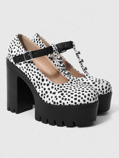 ROMWE Damskor med superhög platå - Eleganta svarta formella festskor, Moderiktiga formella bankettskor för alla årstider, Leopardmönstrade tygskor för bröllop och bal, Sofistikerad design, slitstark PU-sula, bekväm, måste-ha för modeentusiaster