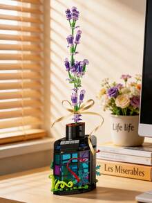 MINKOJA 304 件套益智花卉艺术积木套装，带游戏机的发光薰衣草魔法漂流瓶 - 彩色 - 查看 2