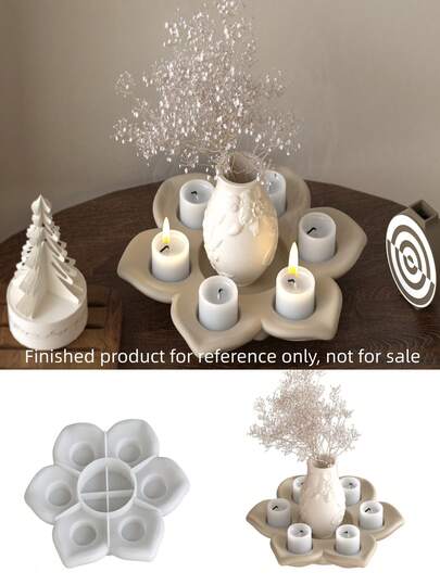 Zazumi 1个树脂莲花烛台 DIY硅胶模具 简约香氛工艺品 家居装饰 必备配件