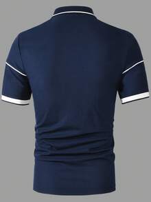 Manfinity Mode 男士撞色Polo衫，适合外出、办公、聚会等场合。男士休闲Polo衫，男士翻领衬衫，男士拉链Polo衫，男士藏蓝色短袖Polo衫，复古风格，适合日常休闲、周末旅行、户外活动、探险旅行、轻松的工作环境或半正式场合，也是送给男友/丈夫、周年纪念/生日、派对、暑假、新年、婚礼、情人节等场合的理想选择。 - 寶藍色 - 查看 2