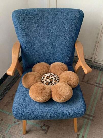 Joivida 四季通用汽车座椅靠垫靠背，棕色毛绒，奢华刺绣设计，通用尺寸，适用于驾驶员、办公室通勤、长途旅行，保暖舒适支撑，非毛绒填充