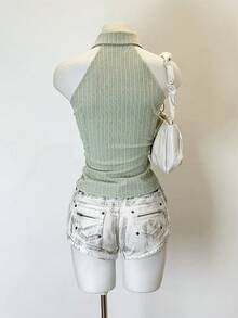 SHEIN Jeanoir Striped Fitted Ruffle Hem Casual Summer Shirt - Multicolor - View 2