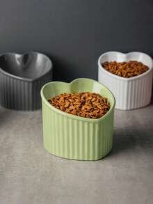 1pc Heart Shaped Ceramic Elevated Cat Bowl, Raised Tilted Cat Food Bowl Anti-Vomiting Drinking Dish Bowl For Neck Protection - 200ml - View 4