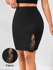 SHEIN Lady Chân váy midi ôm sát thời trang thanh lịch với ren tương phản và eo chun dành cho nữ. Chân váy công sở thời trang phối màu ôm sát dành cho nữ, thích hợp cho mùa xuân hè. Trang phục lễ hội dành cho nữ. Trang phục lễ hội dành cho nữ. Trang phục lễ hội dành cho nữ. Trang phục lễ hội dành cho nữ. Váy Valentine. Ngày lễ tình nhân. Trang phục nghỉ dưỡng Valentine. Chân váy đen dành cho nữ, mùa hè, mùa xuân. Váy đen mùa xuân. Váy dự tiệc thanh lịch. Váy dự tiệc cưới và sự kiện. Chân váy đen cưới mùa xuân hè. - màu đen - Xem 7