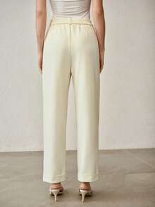 MOTF PREMIUM 女士高腰锥形裤，春夏新款休闲西装裤 - 卡其色 - 查看 3