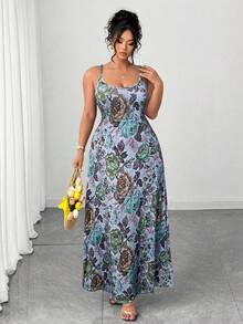 SHEIN Clasi Đầm dệt kim dài in họa tiết, thanh lịch, đa năng, cá tính, phù hợp cho nữ cỡ lớn, thích hợp mặc đi làm và sinh hoạt hàng ngày. - Nhiều màu - Xem 3