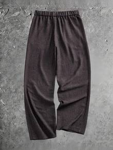Manfinity VCAY Pantalones casuales de traje de unicolor con bolsillo y botón para hombre - Negro - Ver 4