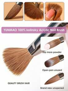 Olasalon 100% Pure Sable Acrylic Nail Brush, Sandalwood Handle, Suitable For Professional Application Of Acrylic Nail Polish And Acrylic Powder. - Chocolate Brown - View 3
