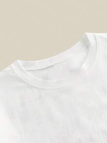 EASEVO Plus Size Men's Casual Loose Fit White Short Sleeve T-Shirt With Back Graphic Print - White - View 4