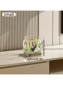 1 Piece Of Sturdy Transparent Round Fish Tank, A Desktop Aquarium Resistant To Breakage And Tipping, Suitable For Turtles And Small Fish. Natural Stone Design, Versatile Indoor/Outdoor Decorative Fish Tank - Multicolor - View 10