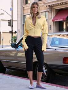 Hauture Women's Flare Sleeve Snap Front Cardigan - Light Yellow - View 5