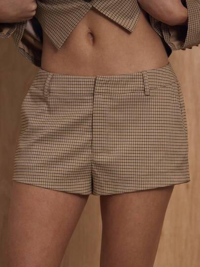 MUSERA High Waisted Checkered Mini Shorts Coord Bottoms Only Winter NewYear Cute Sexy Going Out Evening Party Accented Valentines Day Spring Summer Holiday