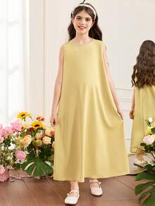 SHEIN 2pcs/Set Girls Printed Long Sleeve Dress - Yellow - View 5