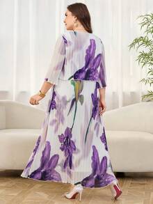 Reflora 大码优雅通勤印花连衣裙 - 彩色 - 查看 3