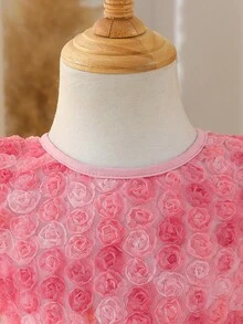Glamorique Kids Robe de demoiselle d'honneur fleurie pour bébé fille, mariage, fille d'honneur, élégante, rose 3D, anniversaire, convient pour les occasions formelles - Rose bonbon - Voir 7