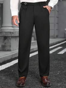 Manfinity Bizformal Quần tây công sở nam màu đen, chất liệu vải chống nhăn, xếp ly, thích hợp mặc thường ngày. Chất liệu chống nhăn nhanh chóng lấy lại độ phẳng mịn sau khi mặc hoặc giặt, giảm thiểu nhu cầu ủi đồ thủ công cho các dịp trang trọng. - màu đen - Xem 5