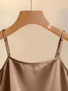 Franclia Tank Top Camisole Bertali Tipis Modis Model Baru, Gaya Musim Semi/Panas Terbaru, Bisa Dipakai Sendiri Atau Sebagai Lapisan, Dekorasi Satin dengan Manik-manik, Untuk Wanita - Coklat - View 5