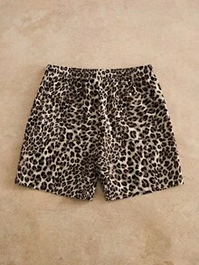 AKNOTIC Men's Multicolor Leopard Print Casual Shorts With Pockets Street Casual Style Woven Fabric Men's Fashionable Casual Printed Drawstring ShortsLoose Men Geometric Print Drawstring Waist Shorts Mens Leopard Swim Trunks Leopard Short Animal Print Shorts Men Cheetah Print Swim Trunks Cheetah Shorts Leopard Shorts Leopard Print Shorts - Multicolor - View 3