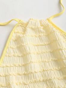 Sweetra 女士多层荷叶边露背连衣裙 - 黃色 - 查看 6