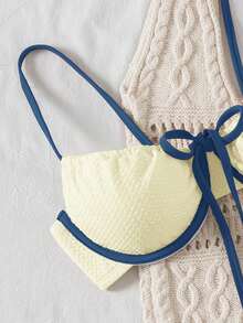 SHEIN Women's Sexy Lace-Up Front Bikini Swimwear Set, Summer Beach - Multicolor - View 5