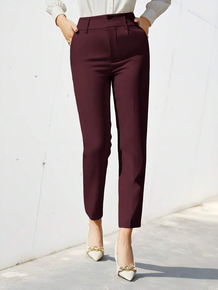 Aveloria Modichic Women's Solid Color Simple Daily Suit Pants - Red - View 1