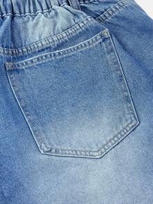Sweetra Shorts vaqueros de pierna ancha con cordón para tallas grandes - Lavado ligero - Ver 4