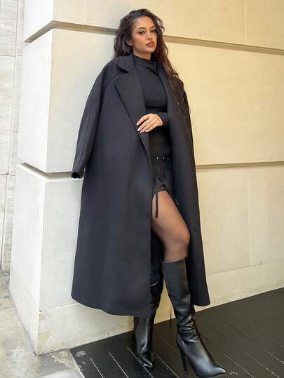 NegzBox Elegant långärmad kappa för kvinnor, enfärgad, höst/vinter