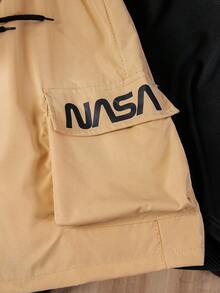 2件套青少年男童休闲印花T恤和宽松工装短裤套装 - 黑色 - 查看 3