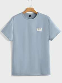 EASEVO Męski, jednokolorowy, swobodny zestaw T-shirt i spodnie w dużym rozmiarze - Niebieski - Zobacz 5