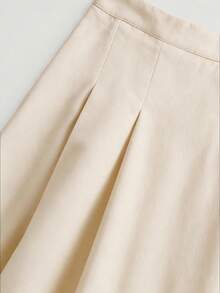 Modelyn Falda plisada de cintura alta de unicolor, elegante, de moda y versátil - Albaricoque - Ver 6