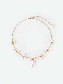 Opalesca 1 chiếc mặt dây chuyền hình chùm nho bất đối xứng bằng ngọc trai giả tự nhiên, ngọc trai/pha lê, mạ vàng 18K, thích hợp cho mùa hè/bãi biển/lễ hội/tiệc tùng/kỳ nghỉ/du lịch, lễ đính hôn/đám cưới/lời hứa, dành cho mẹ/phụ nữ/bé gái/người mẹ. - Vàng - Xem 2