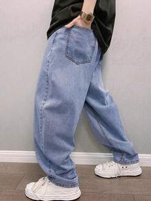 GALLERY FADE Plus Size Men's Fashion Flared Jeans Baggy Denim - Medium Wash - View 3