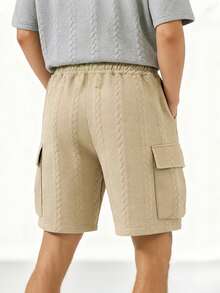 Coreblaze Men's Solid Color Casual Loose Drawstring Sports Shorts - Khaki - View 2