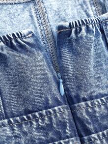 Maija Kids Maija Kids Young Girl' Blue Denim Jumpsuit Shorts,Kid Girls Spring And Summer Casual Vacation Country Boho Wear, Beach Outfits For Kid Girls, Western Street Wear For Girl, Spring Break Outfits, Rave Outfits Festival Denim Overall - Light Wash - View 3
