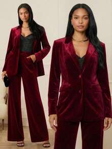 Lilora Áo blazer nữ màu đỏ tía thanh lịch, thích hợp đi làm, phong cách quý tộc cổ điển, thập niên 2000, kiểu Trung Quốc, ngày Valentine. - Màu Đỏ Sâu - Xem 6