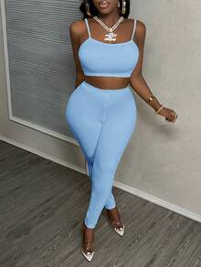 Slaydiva 2pcs/Set Women's Casual Basic Camisole - Baby Blue - View 6