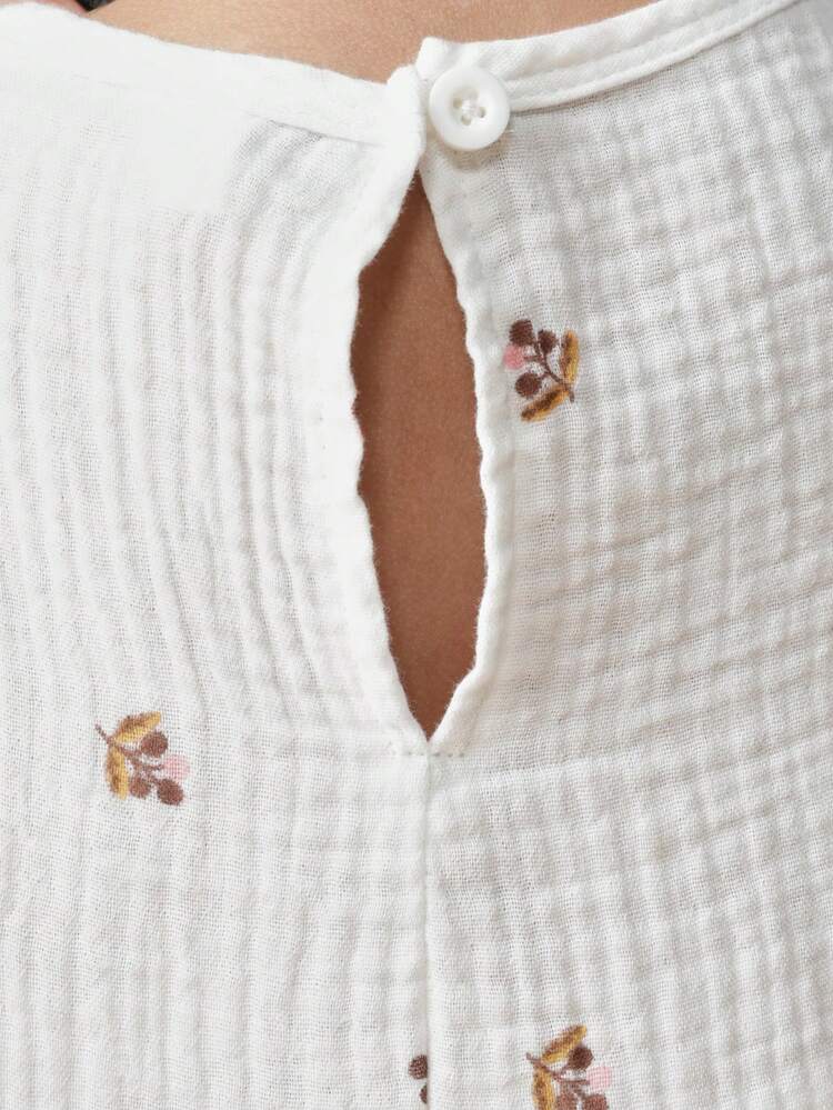 Flutter Sleeve Smocked Floral Dress