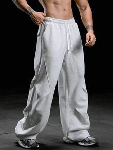 Gym Rark Men's Solid Color Casual Sports Pants - Grey - View 5