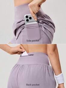 OutZeal Gym Shorts Women Sports Shorts Tennis Workout Summer Tummy Control Built-In Shorts Active Bottoms - Dusty Purple - View 4