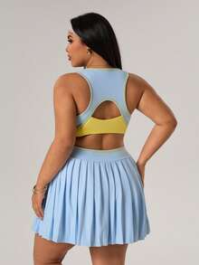 Rhythm Era 大码休闲百搭无袖修身显瘦可拆卸胸带口袋褶皱露背运动连衣裙