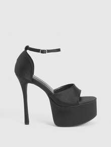 CUCCOO LuxiPop 女鞋细高跟防水厚底凉鞋夜店风性感时尚圣诞派对装 - 黑色 - 查看 2