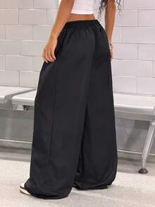 StreetHx 女士时尚黑色休闲运动印花裤 - 黑色 - 查看 2