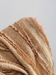 Sweetra Women's Khaki V-Neck Tie-Up Backless Camisole Top & Textured A-Line Skirt 2-Piece Set, Spring/Summer - Khaki - View 8