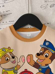 SHEIN | PAW Patrol 男童休闲撞色滚边狗狗印花圆领卫衣，秋季款 - 白色 - 查看 5