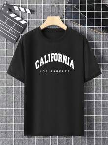 Manfinity Dauomo Męska letnia koszulka z krótkim rękawem i okrągłym dekoltem z nadrukiem